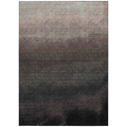 5' X 8' Black And Silver Ombre Washable Indoor Outdoor Area Rug