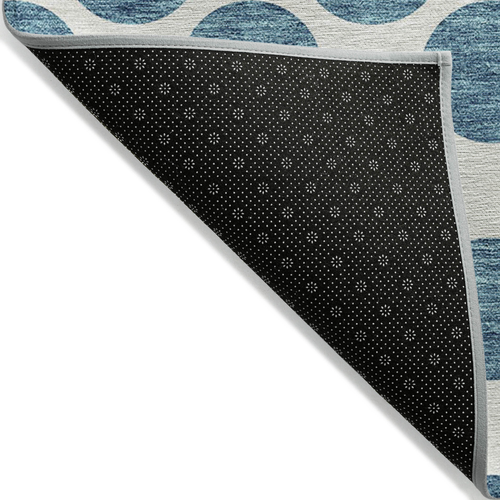3' X 5' Teal Blue And Ivory Polka Dot Washable Indoor Outdoor Area Rug