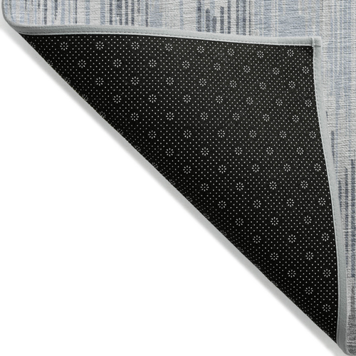 3' X 5' Gray And Ivory Striped Washable Indoor Outdoor Area Rug