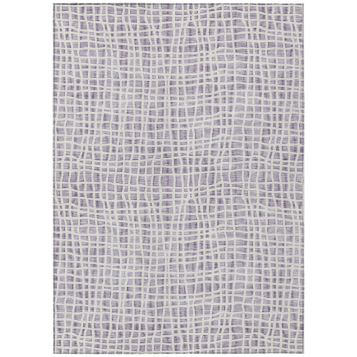 5' X 8' Lilac Purple And Ivory Striped Washable Indoor Outdoor Area Rug