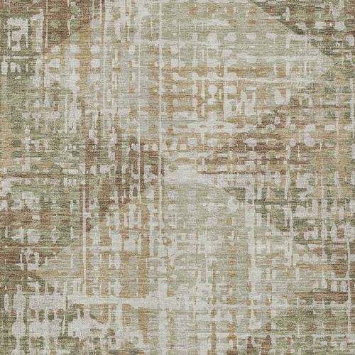 3' X 5' Fern Green And Beige Geometric Washable Indoor Outdoor Area Rug