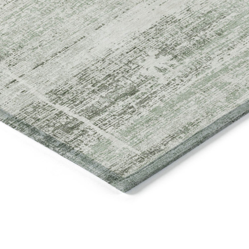 5' X 8' Sage Artichoke Green And Ivory Abstract Washable Indoor Outdoor Area Rug