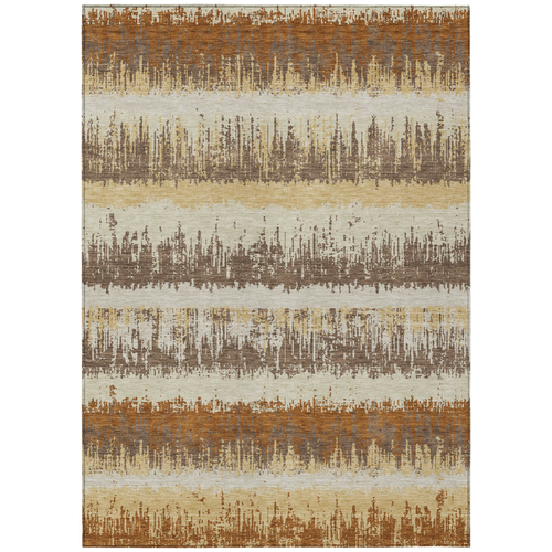 5' X 8' Brown Beige And Ivory Striped Washable Indoor Outdoor Area Rug