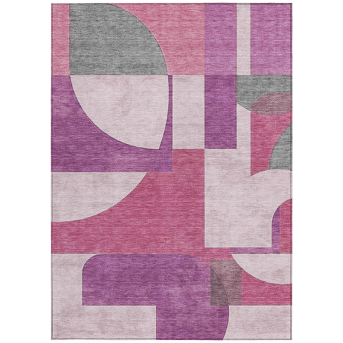 3' X 5' Blush And Mauve Geometric Washable Indoor Outdoor Area Rug