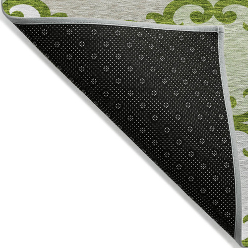 3' X 5' Lime Green And Ivory Trellis Washable Indoor Outdoor Area Rug