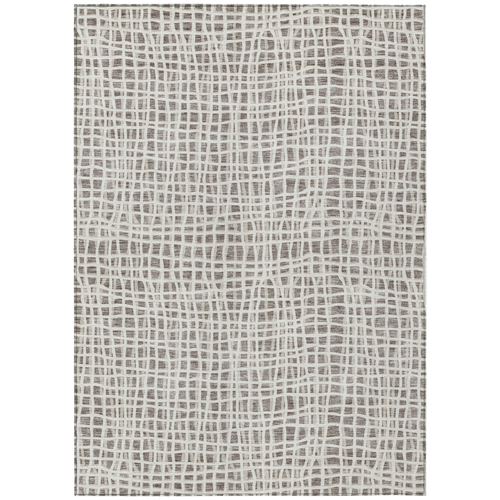 3' X 5' Taupe And Beige Striped Washable Indoor Outdoor Area Rug