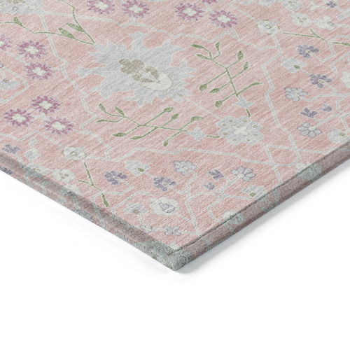 3' X 5' Pink Purple And Gray Oriental Washable Indoor Outdoor Area Rug