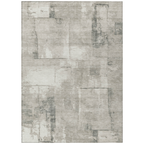 3' X 5' Beige And Gray Geometric Washable Indoor Outdoor Area Rug