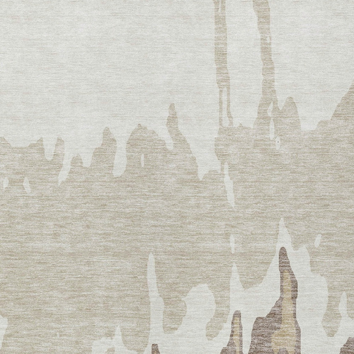 3' X 5' Ivory And Beige Abstract Washable Indoor Outdoor Area Rug