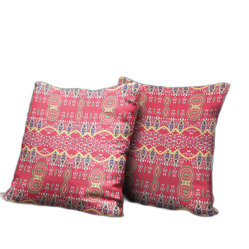 16" x 16" Red Blown Seam Paisley Indoor Outdoor Throw Pillow Decor