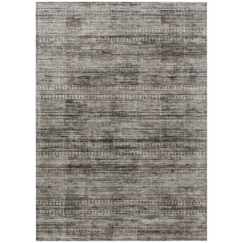 5' X 8' Taupe And Ivory Striped Washable Indoor Outdoor Area Rug - Taupe, Ivory