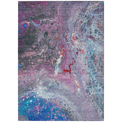 5' X 8' Blue Sky Blue And Purple Abstract Washable Indoor Outdoor Area Rug