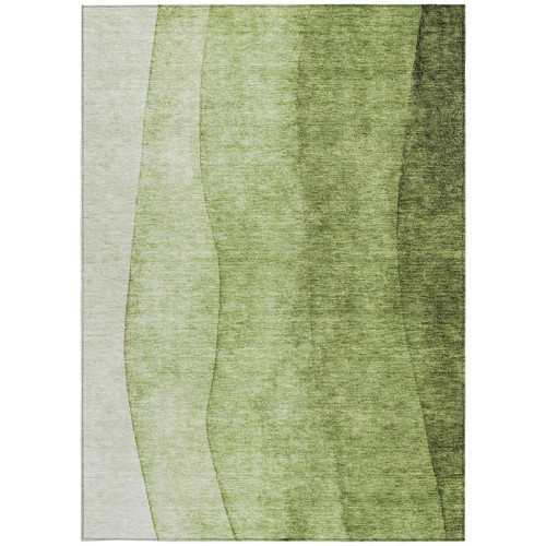 3' X 5' Olive Green And Artichoke Green Ombre Washable Indoor Outdoor Area Rug