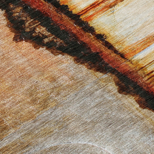 5' X 8' Rust And Charcoal Abstract Washable Indoor Outdoor Area Rug