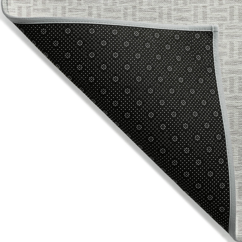 3' X 5' Taupe And Silver Geometric Washable Indoor Outdoor Area Rug