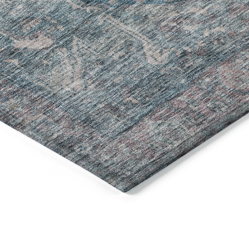 5' X 8' Blue Medallion Washable Indoor Outdoor Area Rug