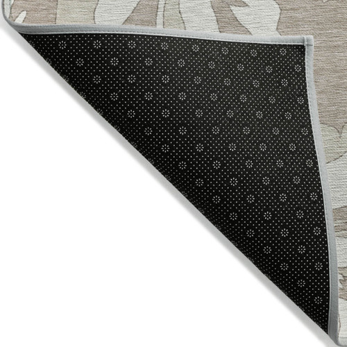3' X 5' Taupe Beige And Ivory Floral Washable Indoor Outdoor Area Rug