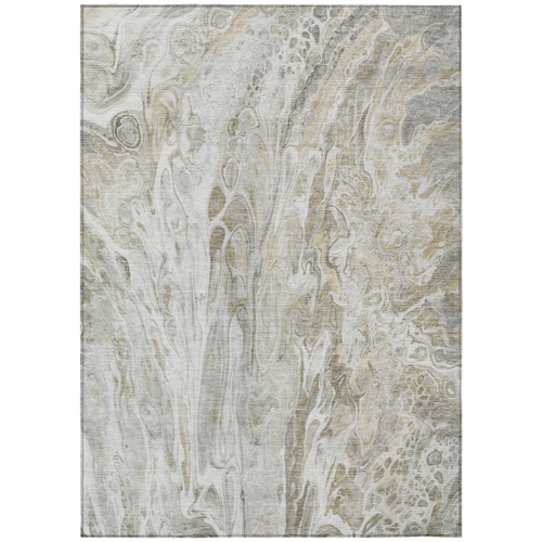 5' X 8' Taupe Beige And Ivory Abstract Washable Indoor Outdoor Area Rug