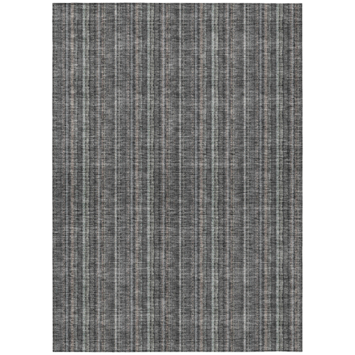 3' X 5' Gray And Silver Striped Washable Indoor Outdoor Area Rug
