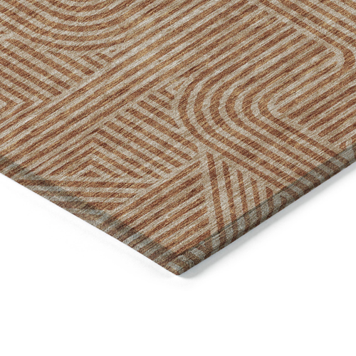 3' X 5' Terra Cotta And Brown Abstract Washable Indoor Outdoor Area Rug