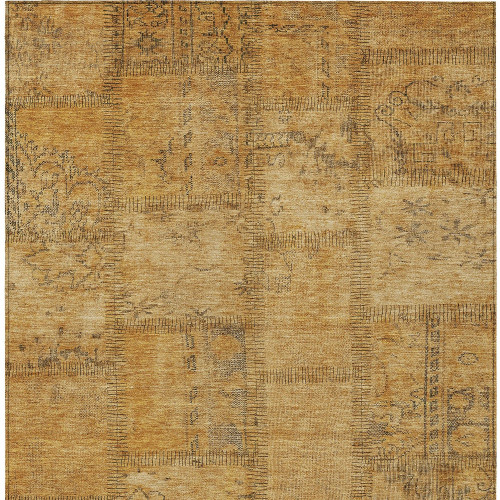 5' X 8' Peach Gray And Charcoal Patchwork Washable Indoor Outdoor Area Rug