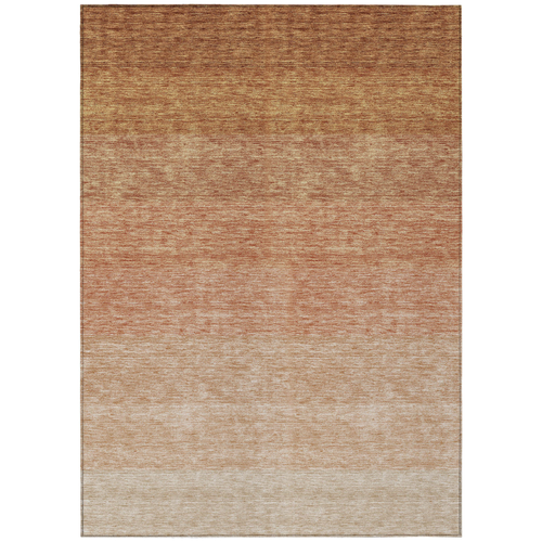 5' X 8' Copper And Beige Ombre Washable Indoor Outdoor Area Rug
