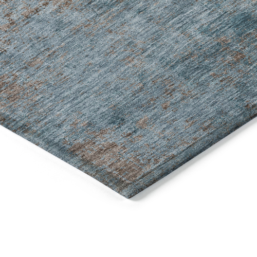 5' X 8' Teal Blue And Brown Abstract Washable Indoor Outdoor Area Rug