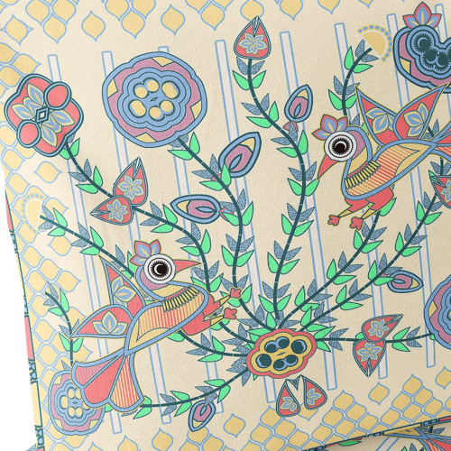 Set of Two 16" X 16" Blue and Yellow Peacock Blown Seam Floral Indoor Outdoor Throw Pillow Polyester Decor