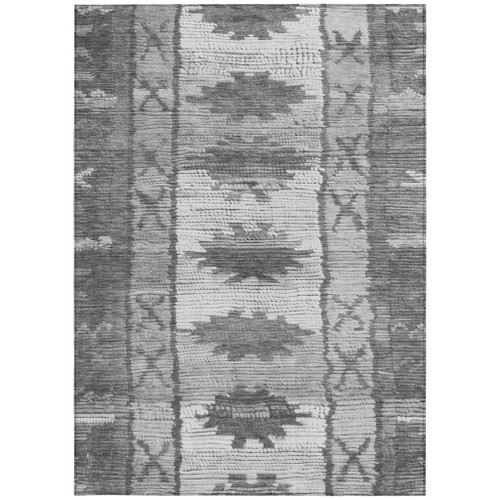 5' X 8' Gray And Ivory Tribal Washable Indoor Outdoor Area Rug