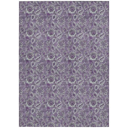 3' X 5' Purple Lilac And Lavender Floral Washable Indoor Outdoor Area Rug