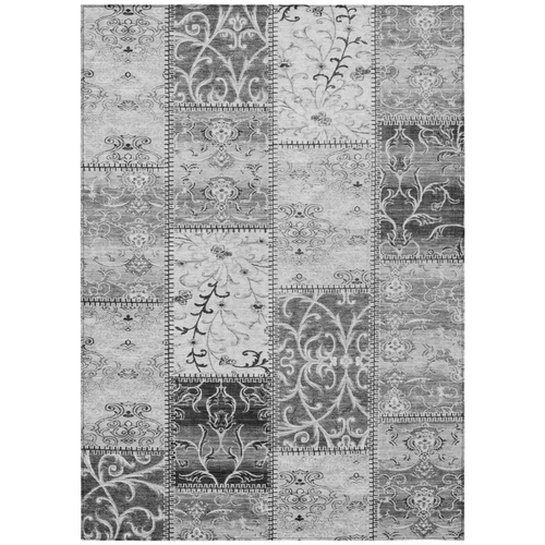 3' X 5' Gray Patchwork Washable Non Skid Indoor Outdoor Area Rug