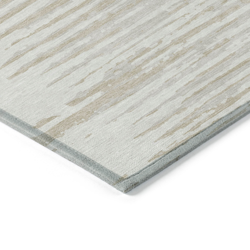 5' X 8' Ivory And Beige Striped Washable Indoor Outdoor Area Rug
