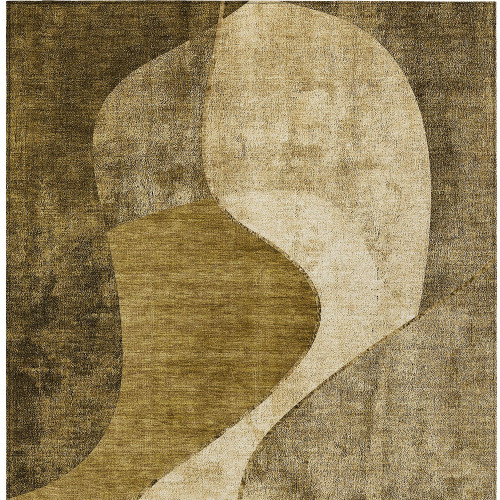 5' X 8' Brown Beige And Ivory Abstract Washable Indoor Outdoor Area Rug