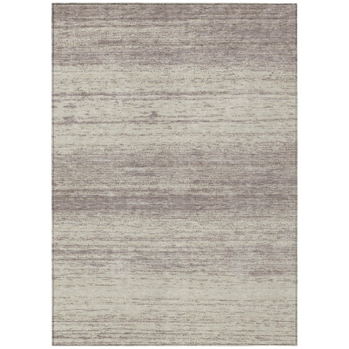 3' X 5' Taupe And Beige Striped Washable Indoor Outdoor Area Rug