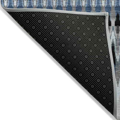 5' X 8' Gray Charcoal And Silver Southwestern Washable Indoor Outdoor Area Rug