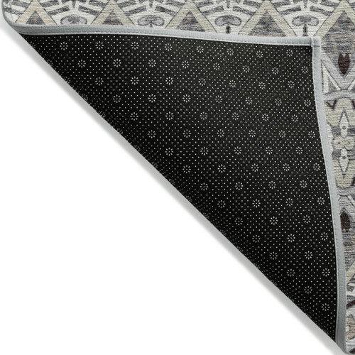 5' X 8' Gray Brown And Ivory Moroccan Washable Indoor Outdoor Area Rug