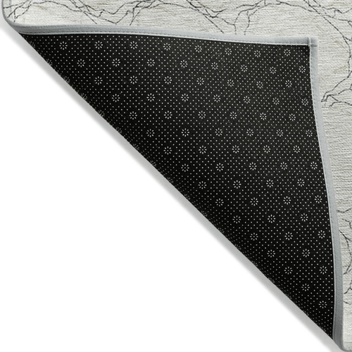 5' X 8' Ivory And Black Geometric Washable Indoor Outdoor Area Rug
