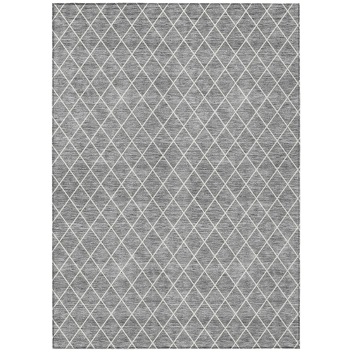 5' X 8' Gray And Ivory Geometric Washable Indoor Outdoor Area Rug