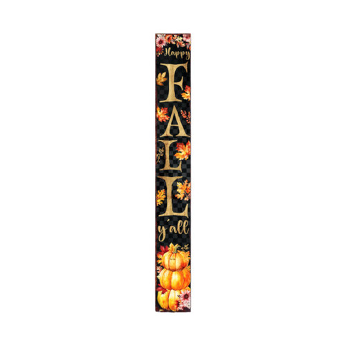 72" Black Gold And Orange Solid Wood Happy Fall Porch Sign