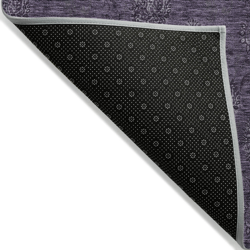 3' X 5' Eggplant And Purple Floral Washable Indoor Outdoor Area Rug