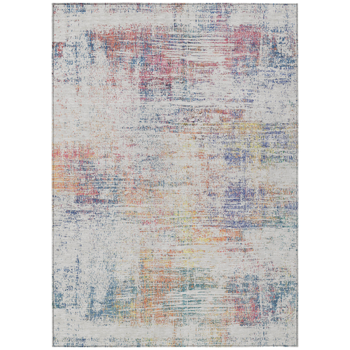 3' X 5' Ivory Orange And Blush Abstract Washable Indoor Outdoor Area Rug