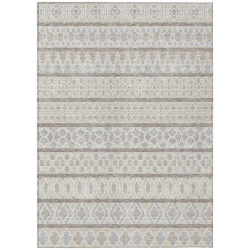 3' X 5' Ivory Beige And Taupe Quatrefoil Washable Indoor Outdoor Area Rug