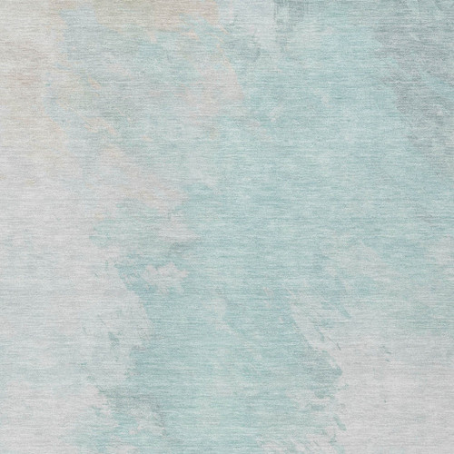 5' X 8' Pale Aqua Beige And Ivory Abstract Washable Indoor Outdoor Area Rug