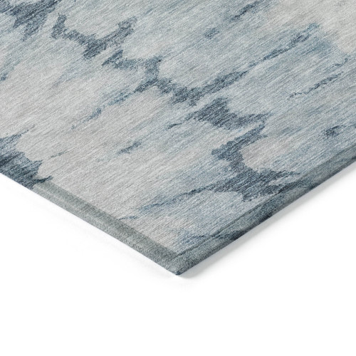 3' X 5' Denim Blue And Sky Blue Abstract Washable Indoor Outdoor Area Rug
