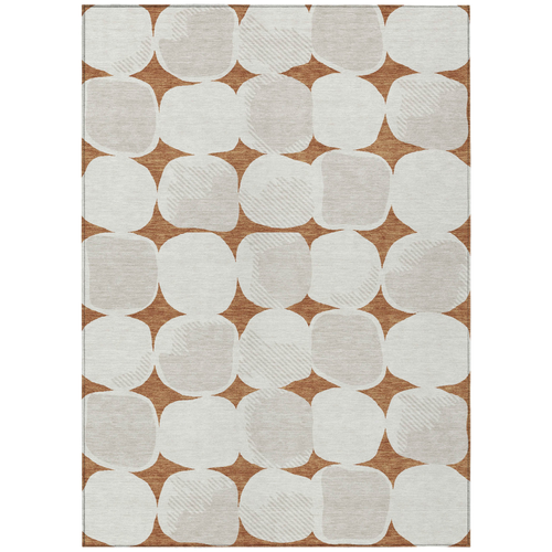 3' X 5' Brown And Ivory Abstract Washable Indoor Outdoor Area Rug