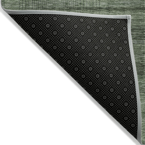 3' X 5' Olive Green And Gray Striped Washable Indoor Outdoor Area Rug