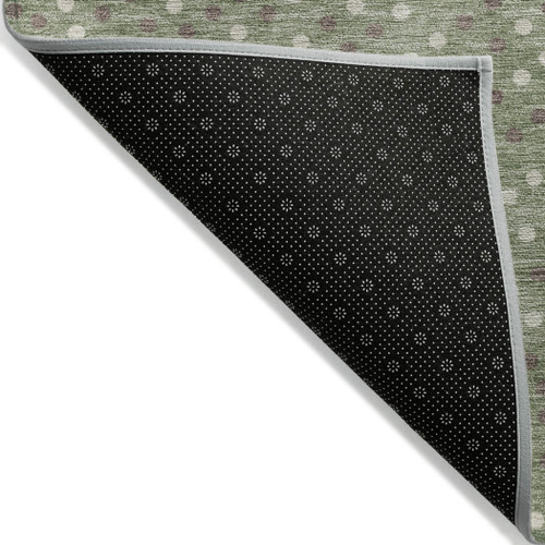 5' X 8' Sage Gray And Ivory Polka Dot Washable Indoor Outdoor Area Rug