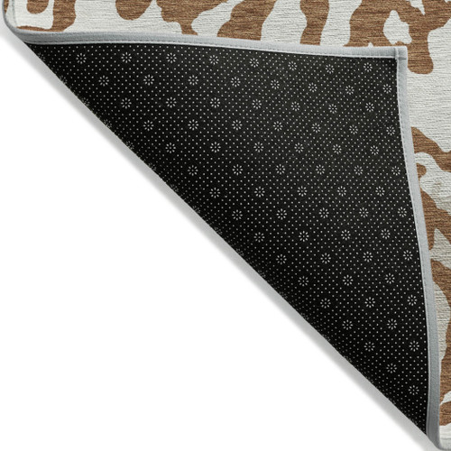 3' X 5' Brown Beige And Ivory Animal Print Washable Indoor Outdoor Area Rug