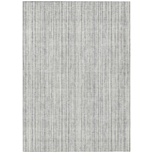 5' X 8' Gray And Silver Striped Washable Indoor Outdoor Area Rug