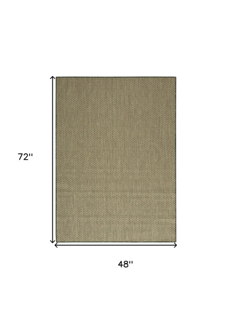 4' X 6' Green And Taupe Geometric Indoor Outdoor Area Rug